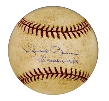 Mariano Rivera Signed and Inscribed Baseball – ‘500th Save 6/28/09’